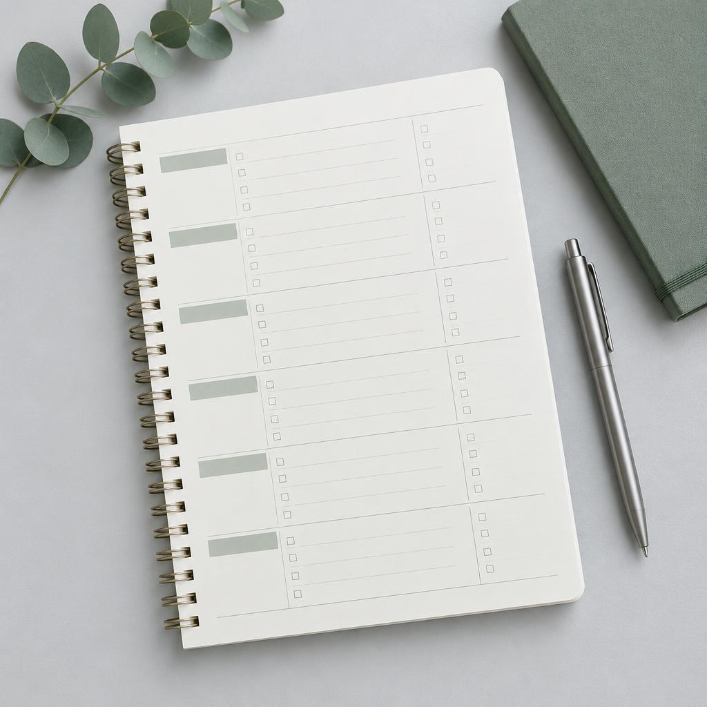 Home organization planner and stationery; illustrative product styling